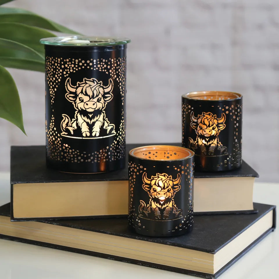 Highland Cow Tealight Votive Black - Set of 2