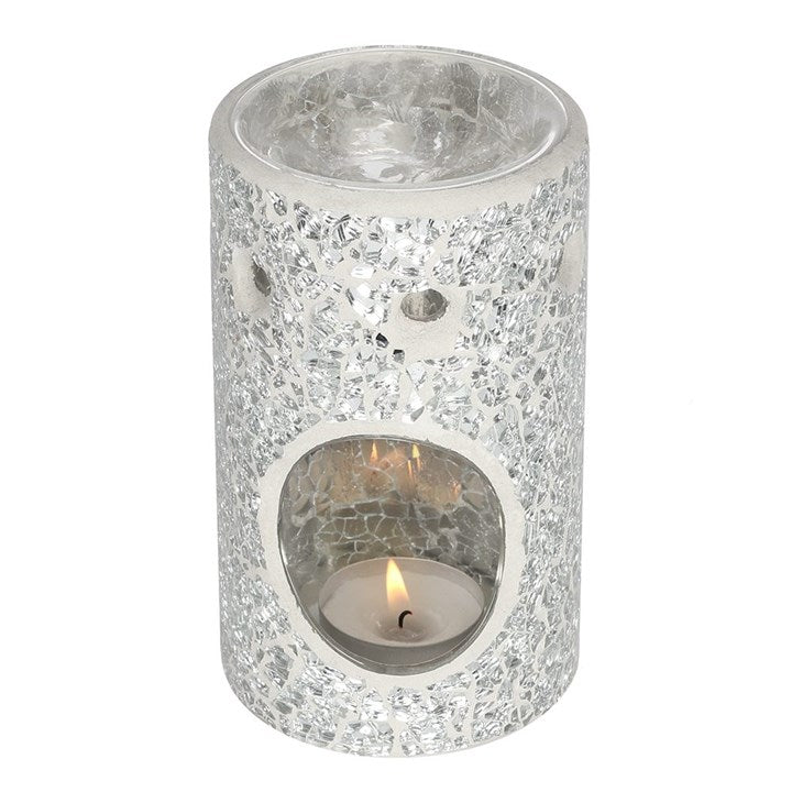 Pillar Crackle Burner Silver