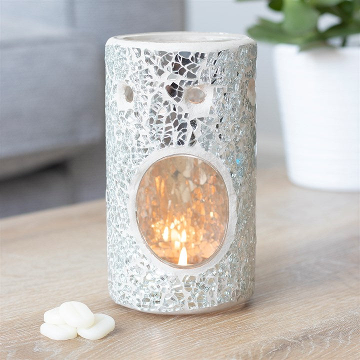 Pillar Crackle Burner Silver