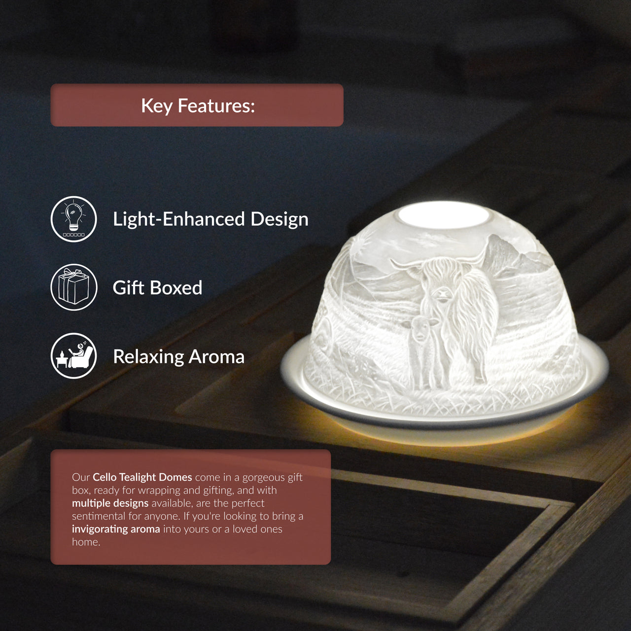 Highland Cow Tealight Dome