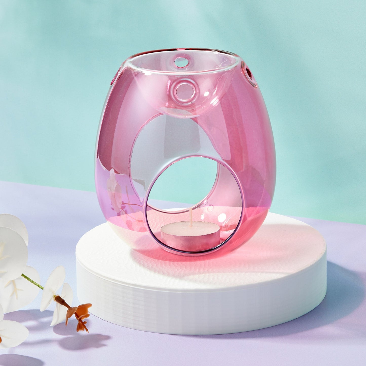 Glass Wax Burner Pearl Pink