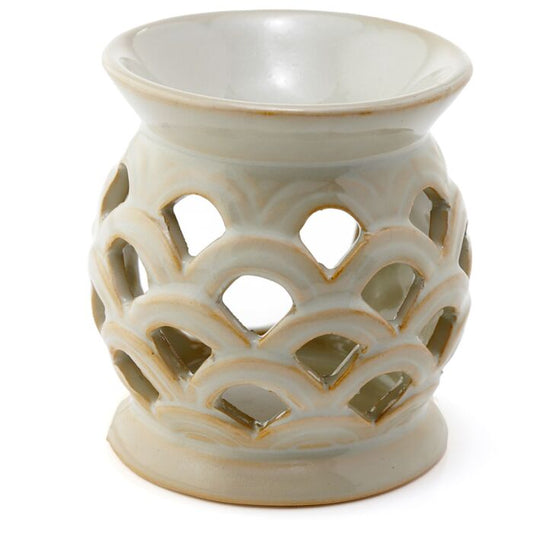 Scallop Cut out Ceramic Off White Burner