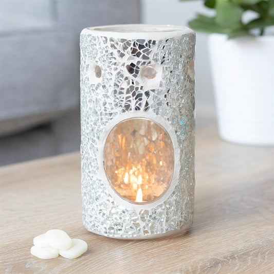 Pillar Crackle Burner Silver