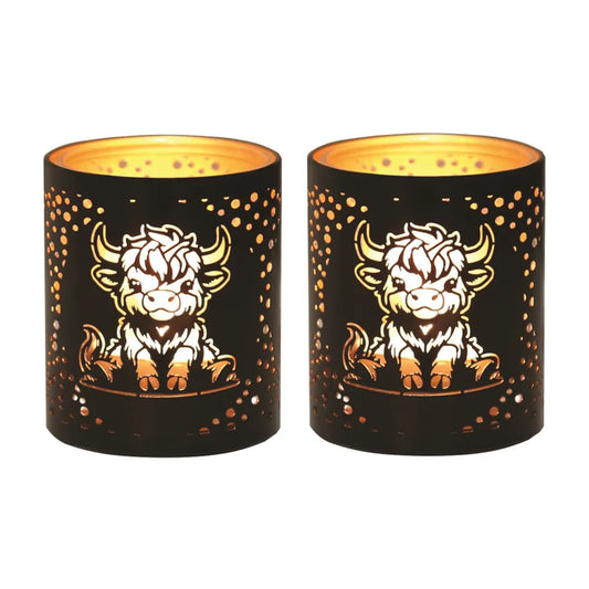 Highland Cow Tealight Votive Black - Set of 2